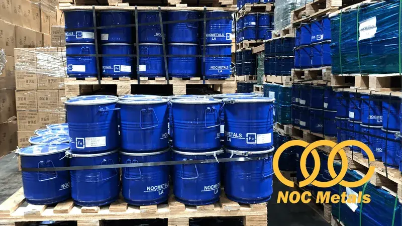 RTP powder sealed containers - ready-to-press tungsten carbide with NOC Metals labels